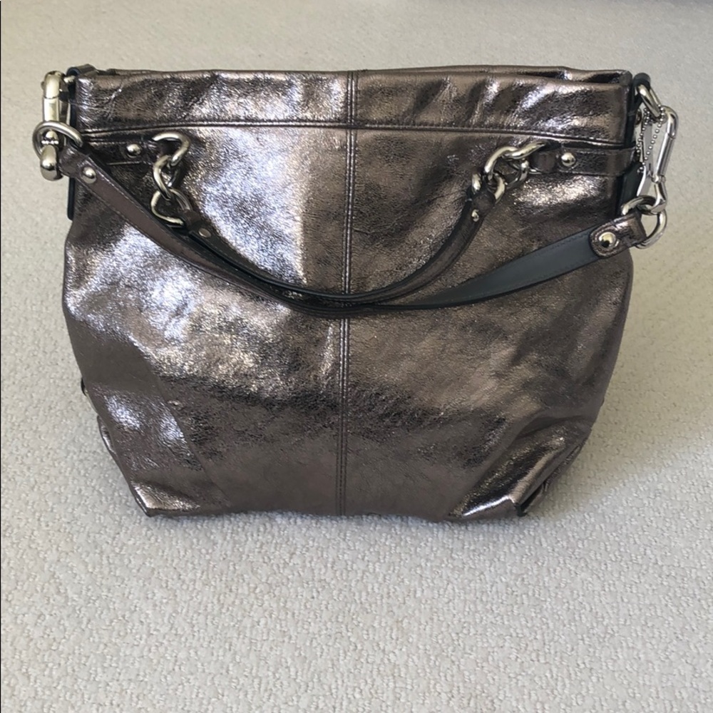 Women’s metallic coach bag